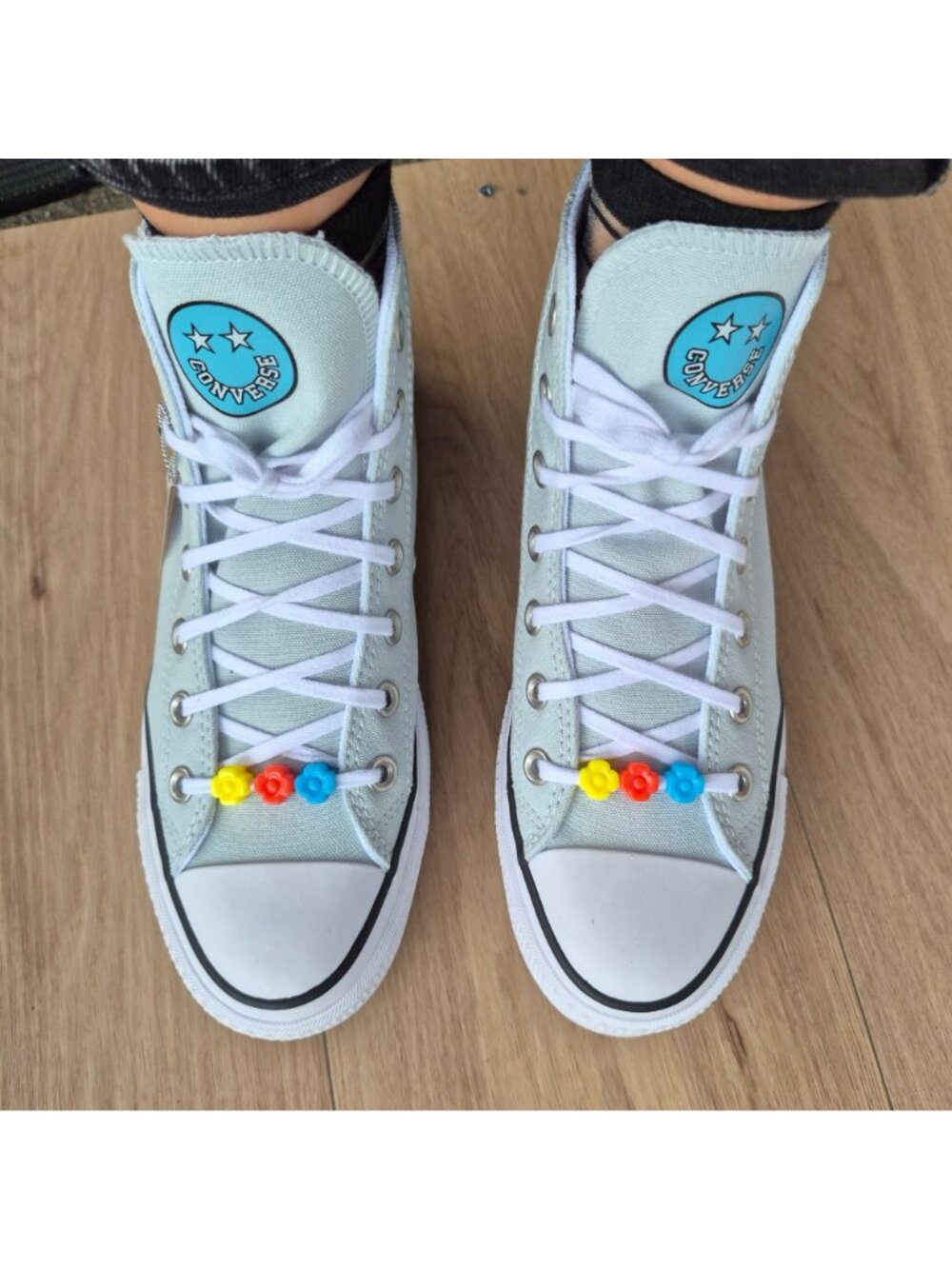 Converse Chuck Taylor Lift Platform Smiles 8 Womens Shoes Sneakers Blue A16296C - Picture 9 of 10